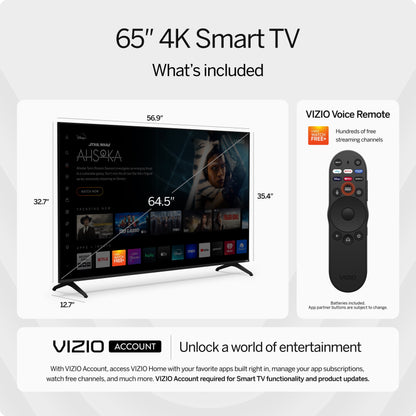 65" Class 4K UHD LED HDR Smart TV (New) V4K65M-0804